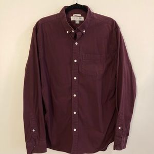 Old Navy Burgundy Oxford Long Sleeve Button U